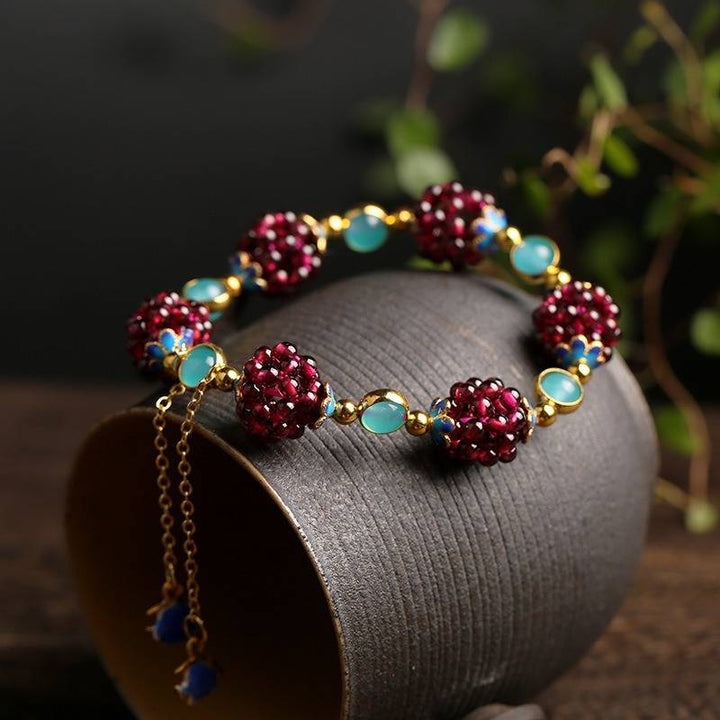 Armband mit Natürlichem Stein und Beeren