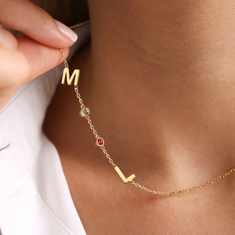 Damen Initialkette mit Geburtsstein