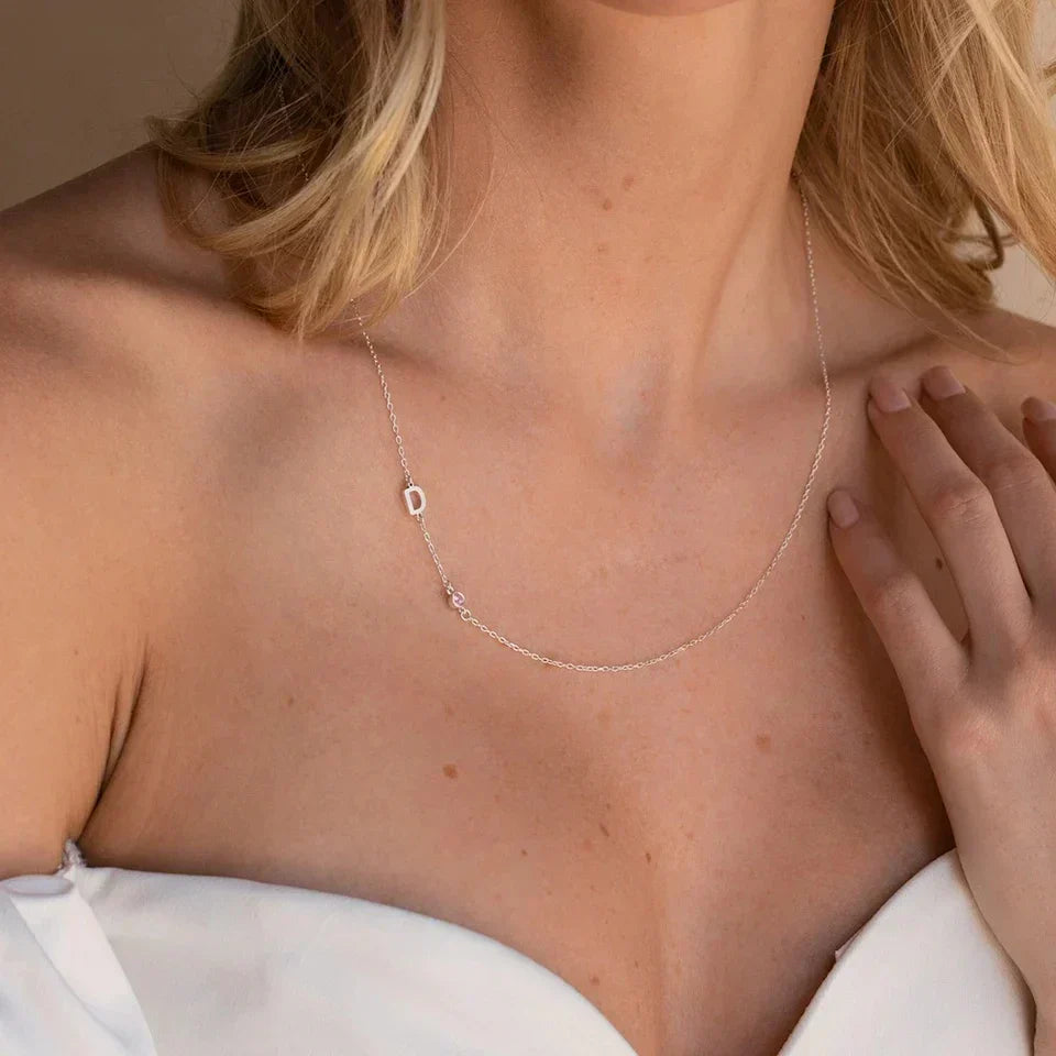 Damen Initialkette mit Geburtsstein