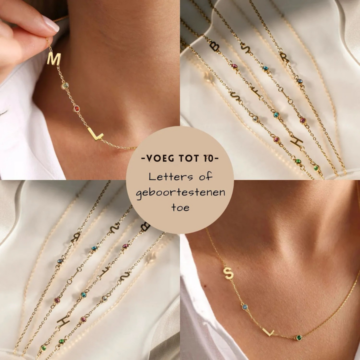 Damen Initialkette mit Geburtsstein