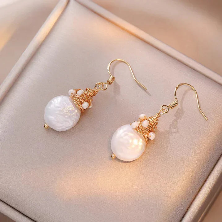 Verena goldene Perlenohrringe